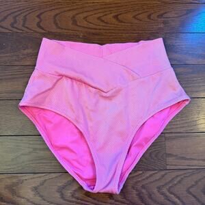 Aerie Ribbed High Waisted Full Coverage Bikini Bottoms Size Small